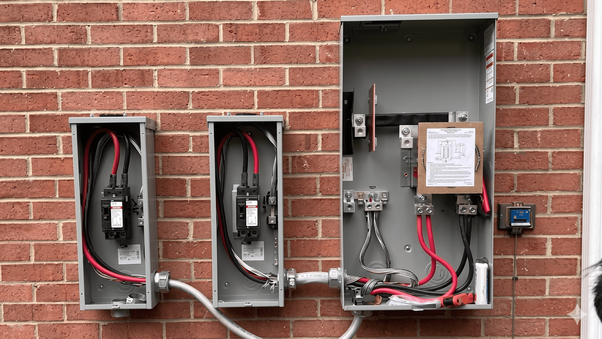 Outdoor electrical service disconnect installation in Northern Virginia by PRO Electric plus HVAC